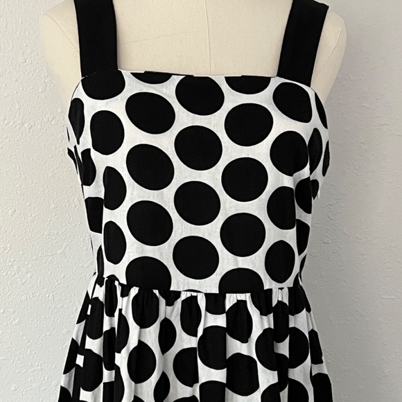 Who What Wear White Linen Blend Summer Dress Black Polka Dots S Small - Picture 2 of 3